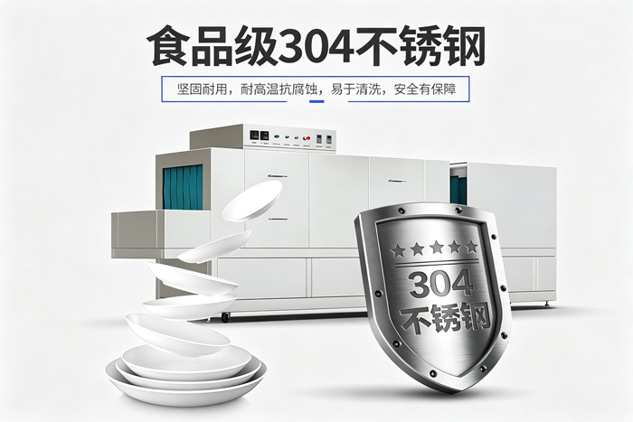 304不锈钢食堂洗碗机细节展示