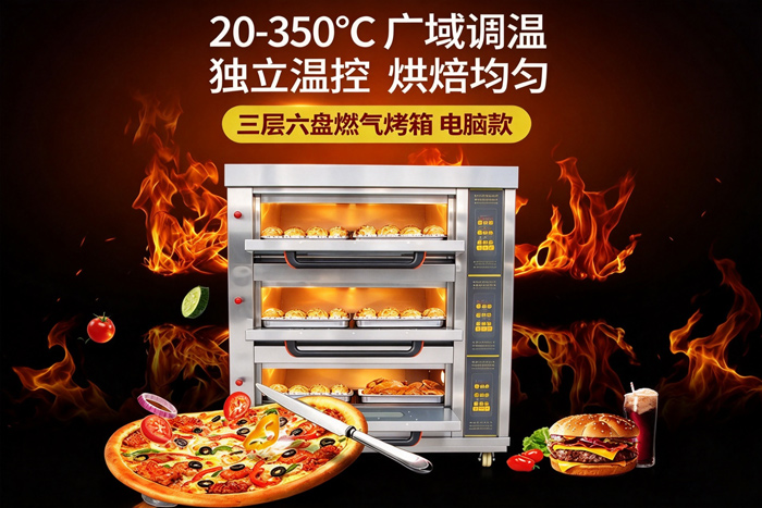 三层六盘燃气商用烤箱